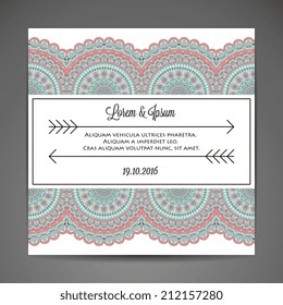 Vector design Card. Round Ornament Pattern. Vintage decorative elements. Hand drawn background. Islam, Arabic, Indian, ottoman motifs.