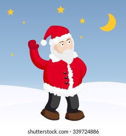 Vector design card with Santa Claus and snow