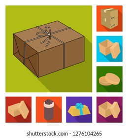 Vector design of cardboard and delivery  icon. Collection of cardboard and label vector icon for stock.