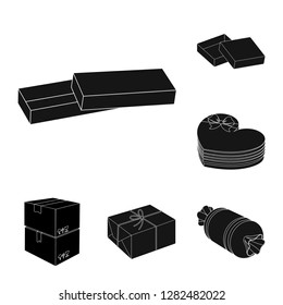 Vector design of cardboard and delivery  icon. Set of cardboard and label vector icon for stock.
