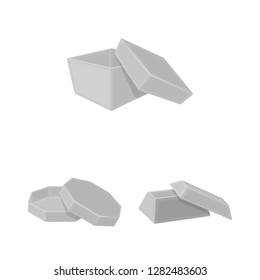 Vector design of cardboard and delivery  icon. Set of cardboard and label vector icon for stock.