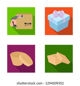 Vector design of cardboard and delivery  icon. Set of cardboard and label stock vector illustration.