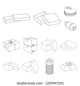 Vector design of cardboard and delivery  logo. Set of cardboard and label vector icon for stock.