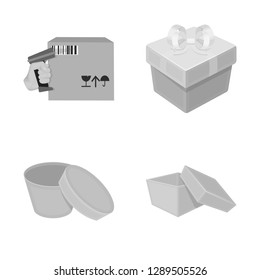 Vector design of cardboard and delivery  logo. Set of cardboard and label stock symbol for web.