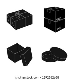 Vector design of cardboard and delivery  logo. Set of cardboard and label stock symbol for web.