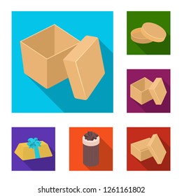 Vector design of cardboard and delivery  sign. Collection of cardboard and label vector icon for stock.
