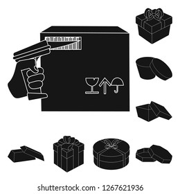 Vector design of cardboard and delivery  sign. Set of cardboard and label vector icon for stock.