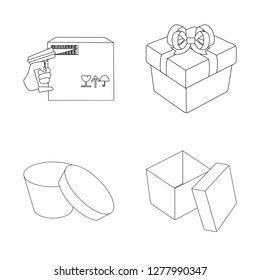 Vector design of cardboard and delivery  sign. Set of cardboard and label vector icon for stock.