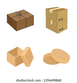 Vector design of cardboard and delivery  sign. Set of cardboard and label stock vector illustration.