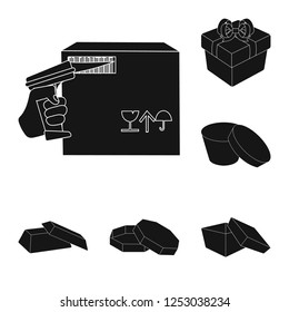 Vector design of cardboard and delivery  symbol. Set of cardboard and label stock vector illustration.