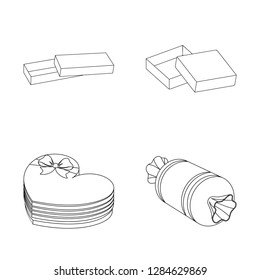 Vector design of cardboard and delivery  symbol. Set of cardboard and label vector icon for stock.