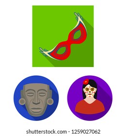 Vector design of carnival and masquerade logo. Collection of carnival and mexico vector icon for stock.