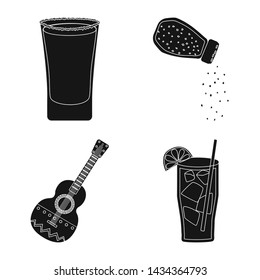 Vector design of carnival and national icon. Set of carnival and tequila stock vector illustration.