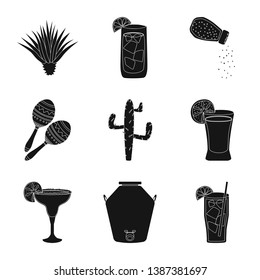 Vector design of carnival and national logo. Collection of carnival and tequila stock symbol for web.