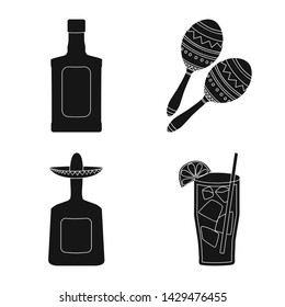 Vector design of carnival and national symbol. Collection of carnival and tequila stock symbol for web.