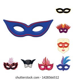Vector design of carnival and theatrical icon. Collection of carnival and mystery stock symbol for web.