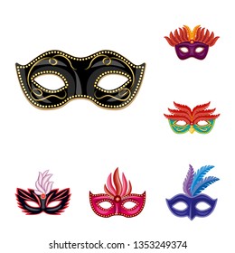 Vector design of carnival and theatrical symbol. Collection of carnival and mystery stock symbol for web.