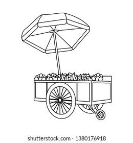 Vector design of cart and parasol sign. Collection of cart and store vector icon for stock.