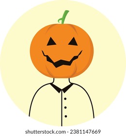 A vector design of a cartoon avatar, emoji, icon character with a Halloween theme.