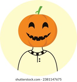 A vector design of a cartoon avatar, emoji, icon character with a Halloween theme.