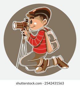 Diseño de Vector del personaje de dibujos animados del hombre en acción