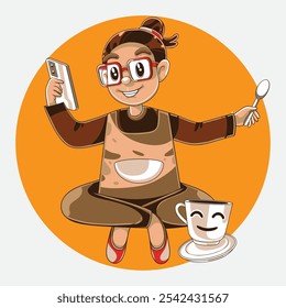 Diseño de Vector del personaje de dibujos animados del hombre en acción