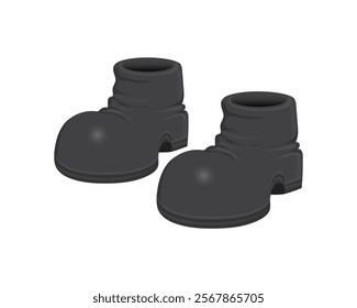 vector design cartoon illustration of a pair of black shoes which are usually worn by cartoon characters on TV