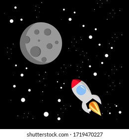 Vector design cartoon mission to the moon.
