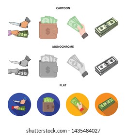 Vector design of cash and currency icon. Collection of cash and stack stock vector illustration.