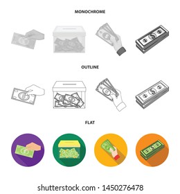 Vector design of cash and currency icon. Set of cash and stack vector icon for stock.