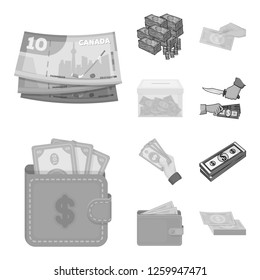 Vector design of cash and currency logo. Collection of cash and stack stock vector illustration.