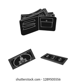 Vector design of cash and currency logo. Set of cash and stack stock symbol for web.