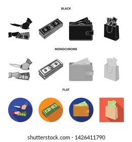 Vector design of cash and currency logo. Collection of cash and stack vector icon for stock.