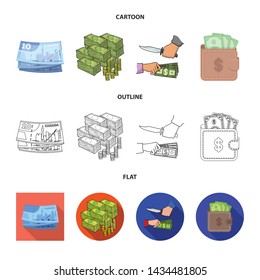Vector design of cash and currency logo. Set of cash and stack stock symbol for web.