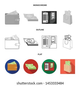 Vector design of cash and currency logo. Set of cash and stack vector icon for stock.