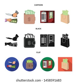 Vector design of cash and currency logo. Set of cash and stack stock vector illustration.