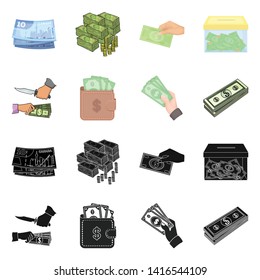 Vector design of cash and currency symbol. Collection of cash and stack vector icon for stock.