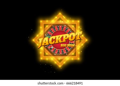 Vector design casino banner. Jackpot gambling retro banner sign decoration. Big win billboard for casino