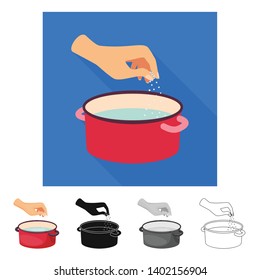 Vector design of casserole and water sign. Collection of casserole and arm stock symbol for web.