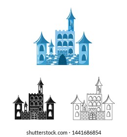 Vector design of castle and ice sign. Collection of castle and sculpture stock vector illustration.