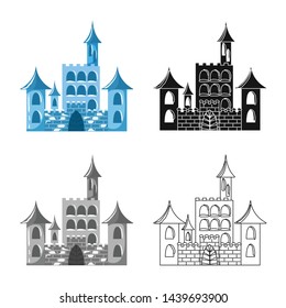 Vector design of castle and ice symbol. Collection of castle and sculpture stock symbol for web.