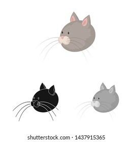 Vector design of cat and face sign. Set of cat and pet stock vector illustration.