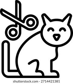 Vector Diseño Gato Grooming Icon Style