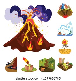 Vector design of cataclysm and disaster icon. Set of cataclysm and apocalypse  stock symbol for web.