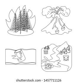 Vector design of cataclysm and disaster icon. Set of cataclysm and apocalypse stock symbol for web.