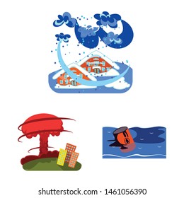 Vector design of cataclysm and disaster icon. Collection of cataclysm and apocalypse stock vector illustration.