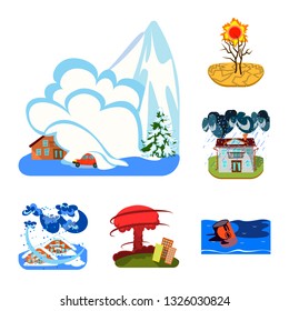 Vector design of cataclysm and disaster sign. Set of cataclysm and apocalypse  vector icon for stock.