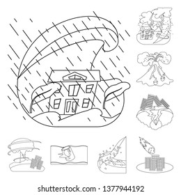 Vector design of cataclysm and disaster symbol. Set of cataclysm and apocalypse  stock vector illustration.