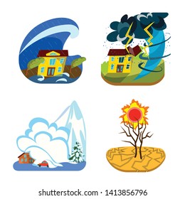 Vector design of cataclysm and disaster symbol. Set of cataclysm and apocalypse  vector icon for stock.