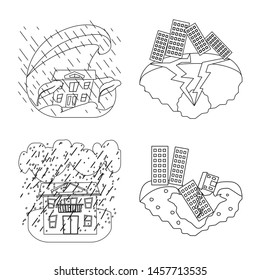 Vector design of cataclysm and disaster symbol. Collection of cataclysm and apocalypse stock vector illustration.